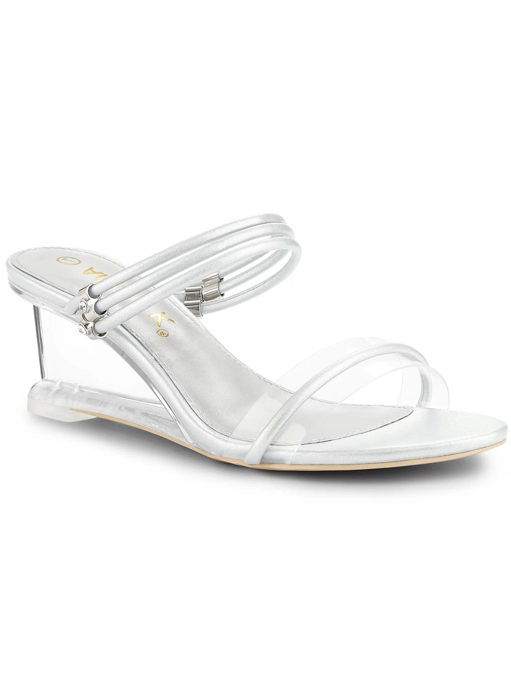 Clear Glass Heel Wedge Sandals K4466