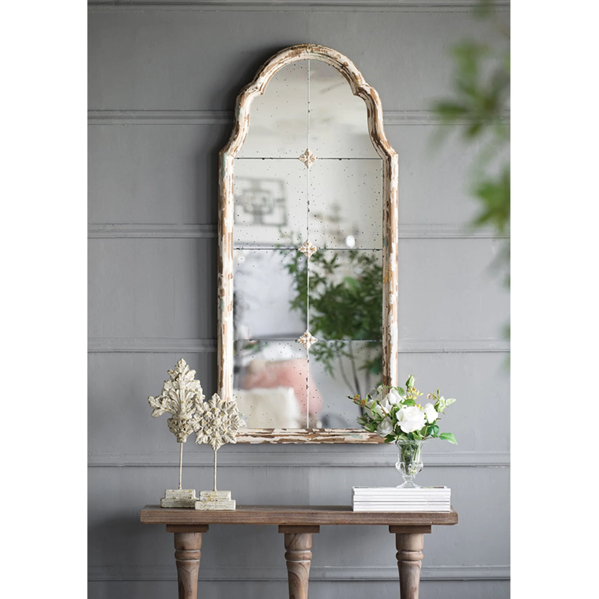 Antique Wooden Framed Wall Mirror I230197