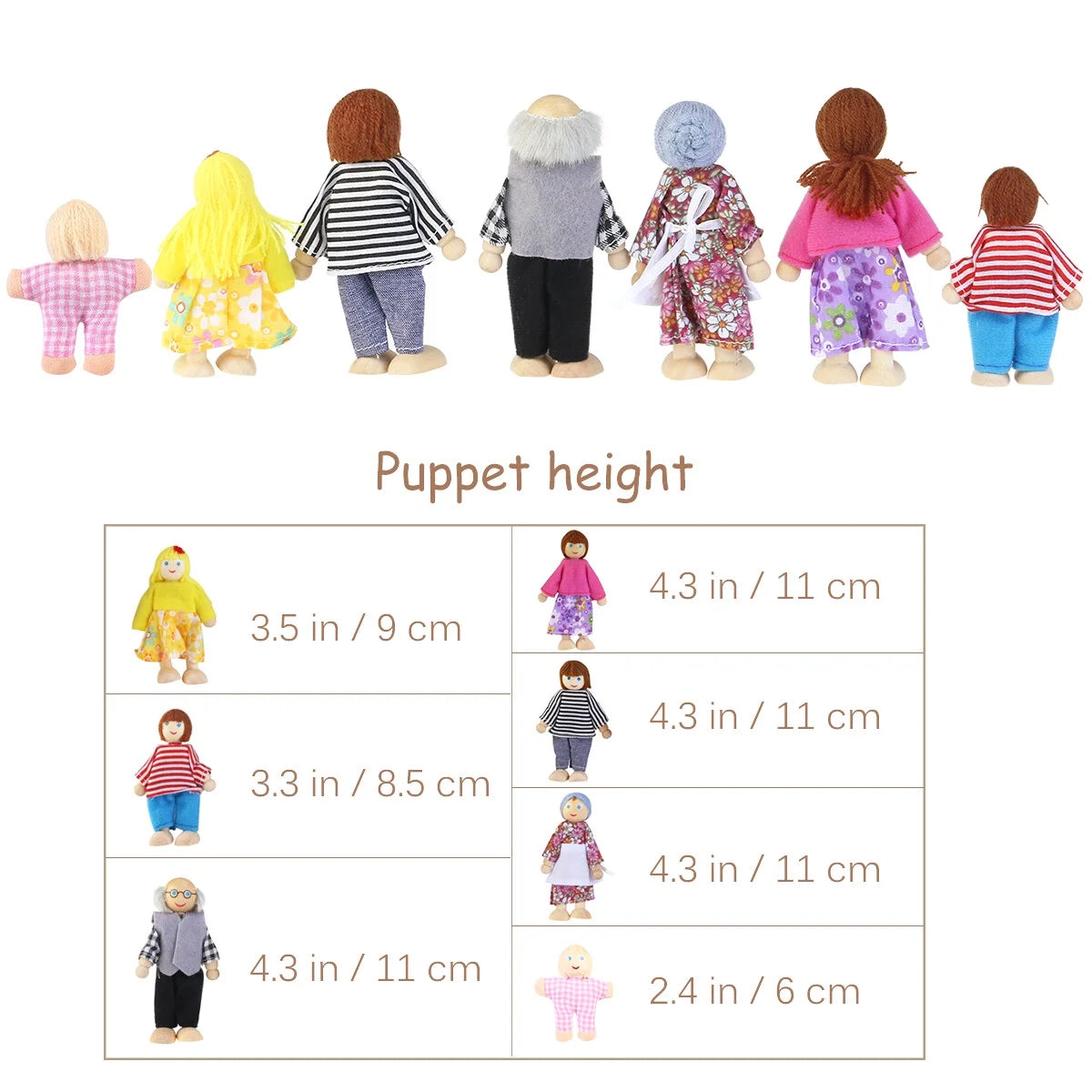 7 Pieces Wooden Dollhouse Family Figures E59092