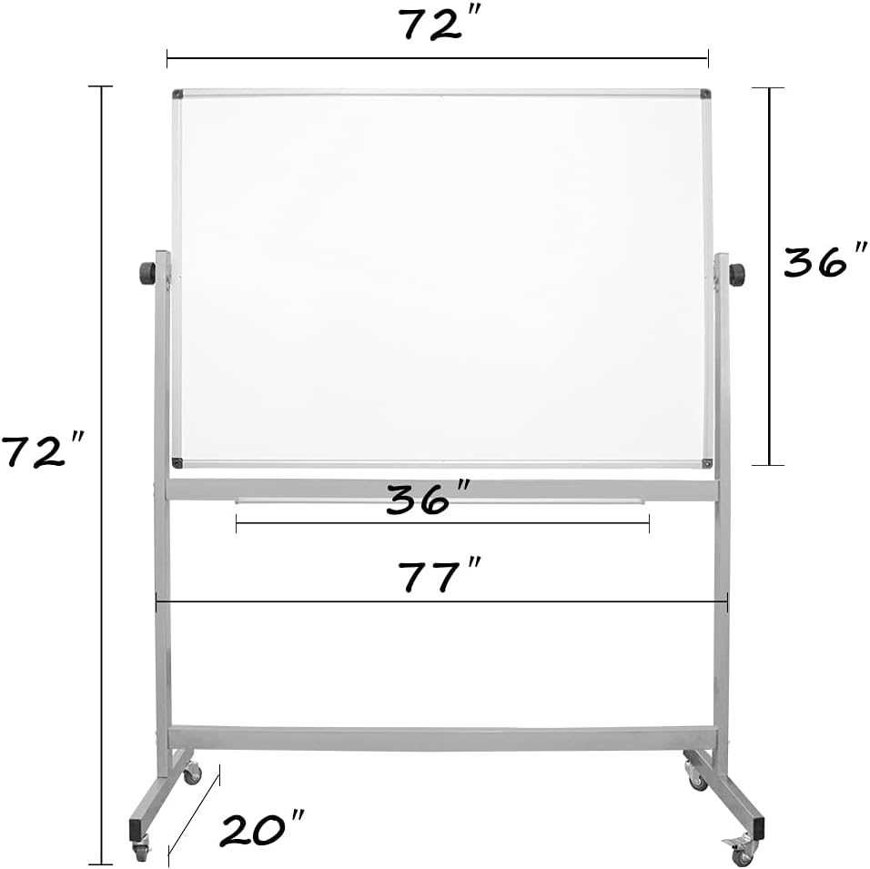 36 x 72 Inch Rolling Double Sided Magnetic Whiteboard L370162