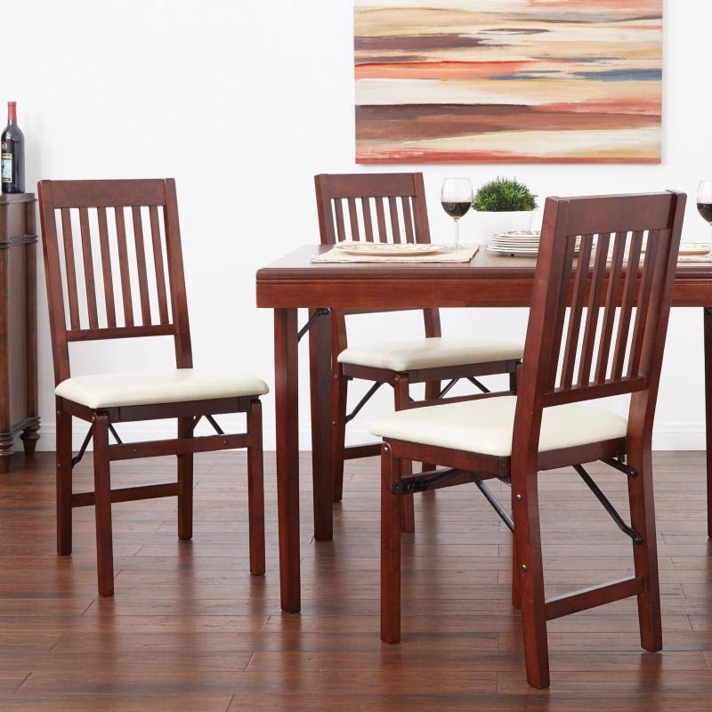 Solid Wood Folding Chair, Espresso/Red - 2 count B1229