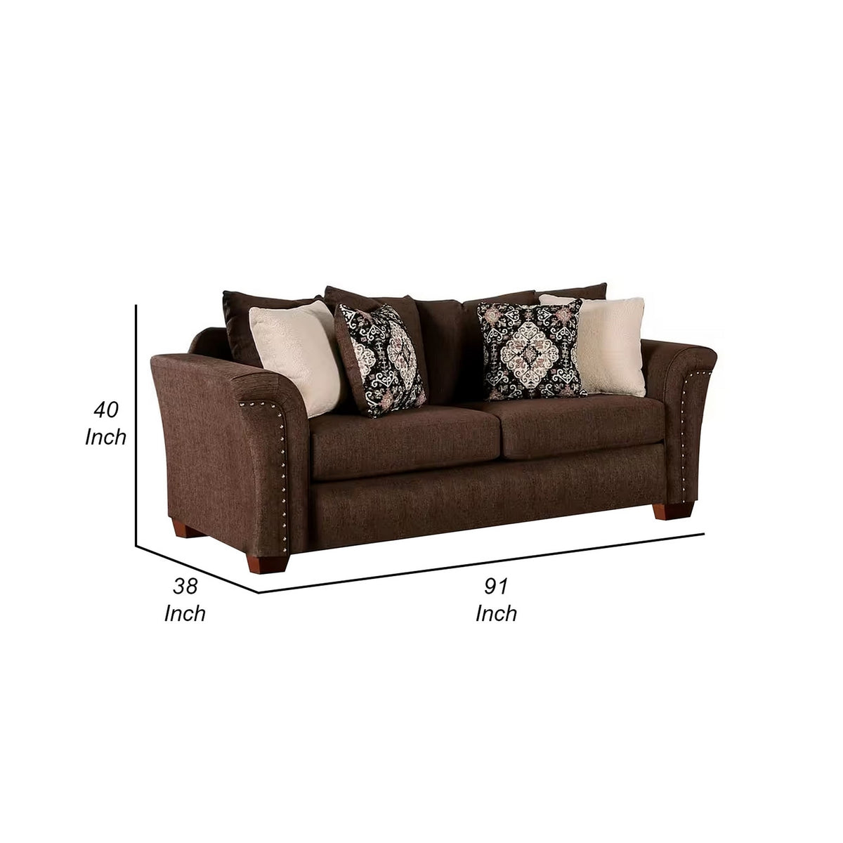 Brown Linen Modern Sofa J909430