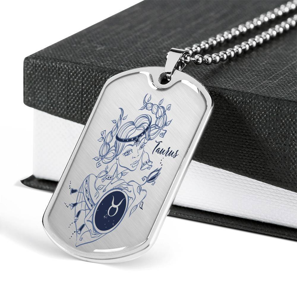 Stainless Steel or 18k Gold Dog Tag with 24" Chain J434706