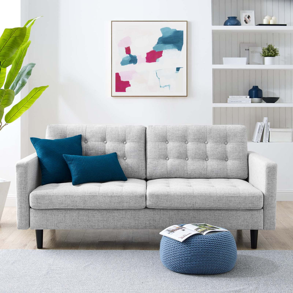 Light Gray Tufted Fabric Sofa B75884
