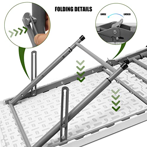 4 Foot Heavy Duty Plastic Folding Table with Carrying Handle I337