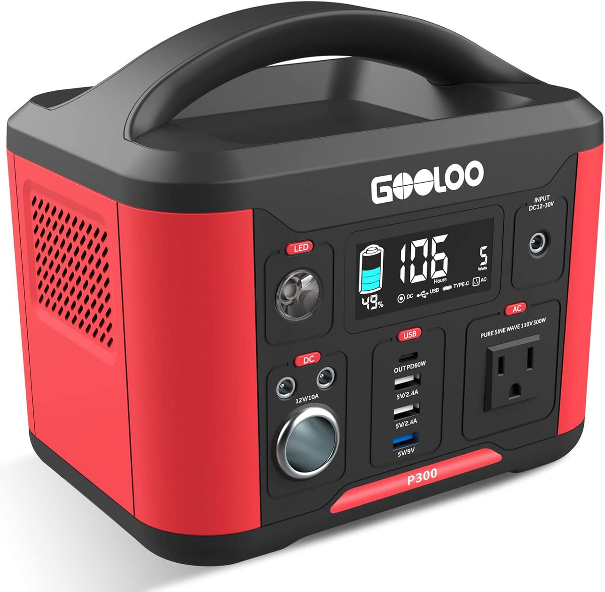 Portable Power Station 626Wh 600W AC Outlets Lithium Battery Y973