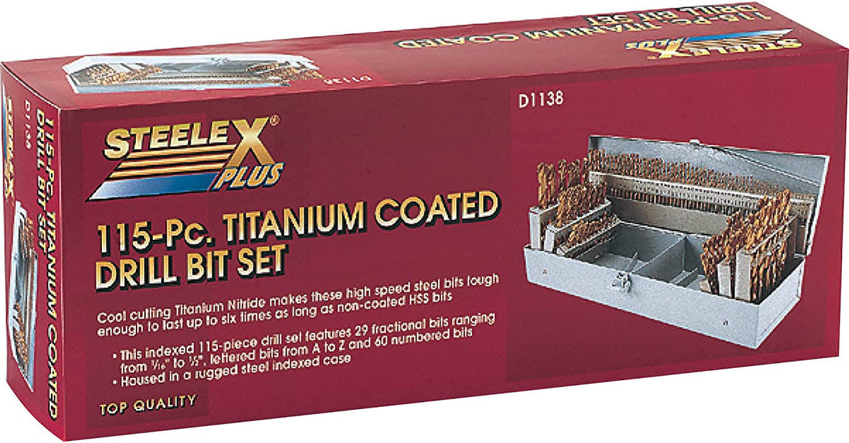 115-Piece Tin Coated Drill Bit Set R580015
