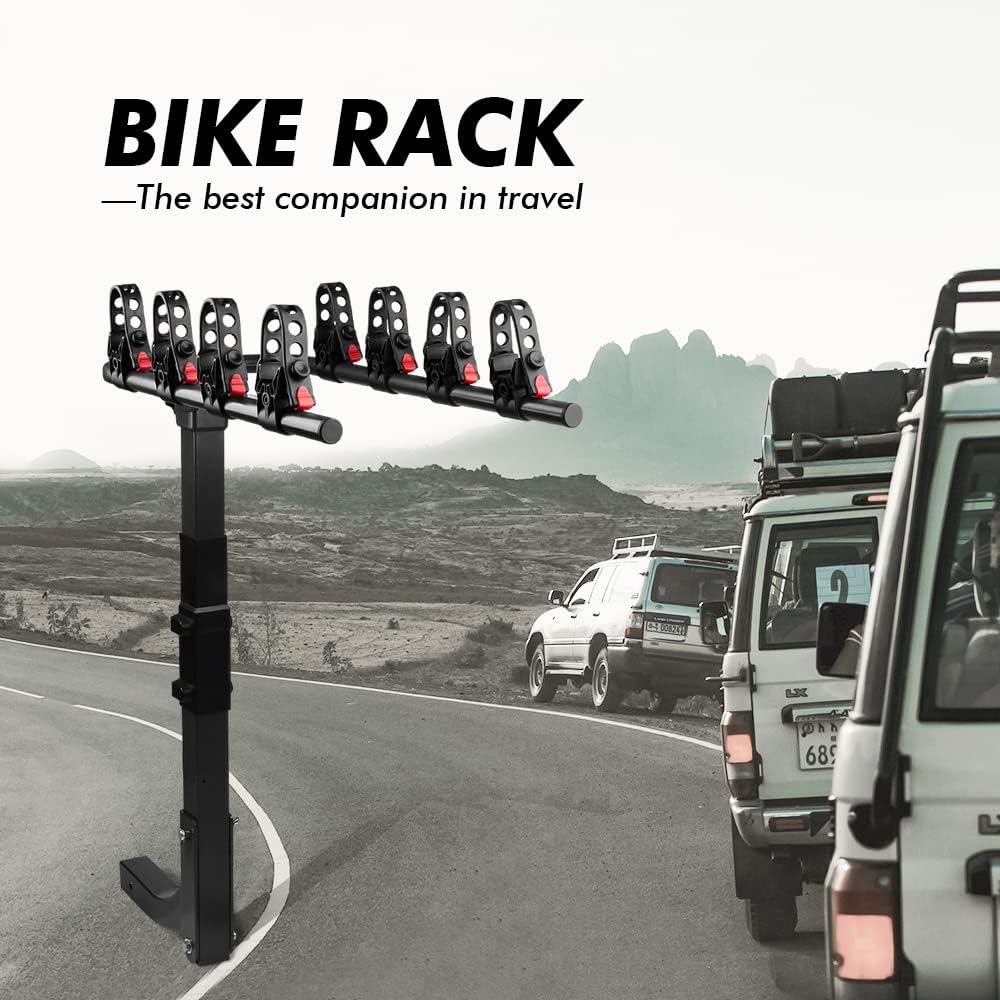 4 Bike Rack, Double Foldable Rack, 2 Hitch Receiver H16738