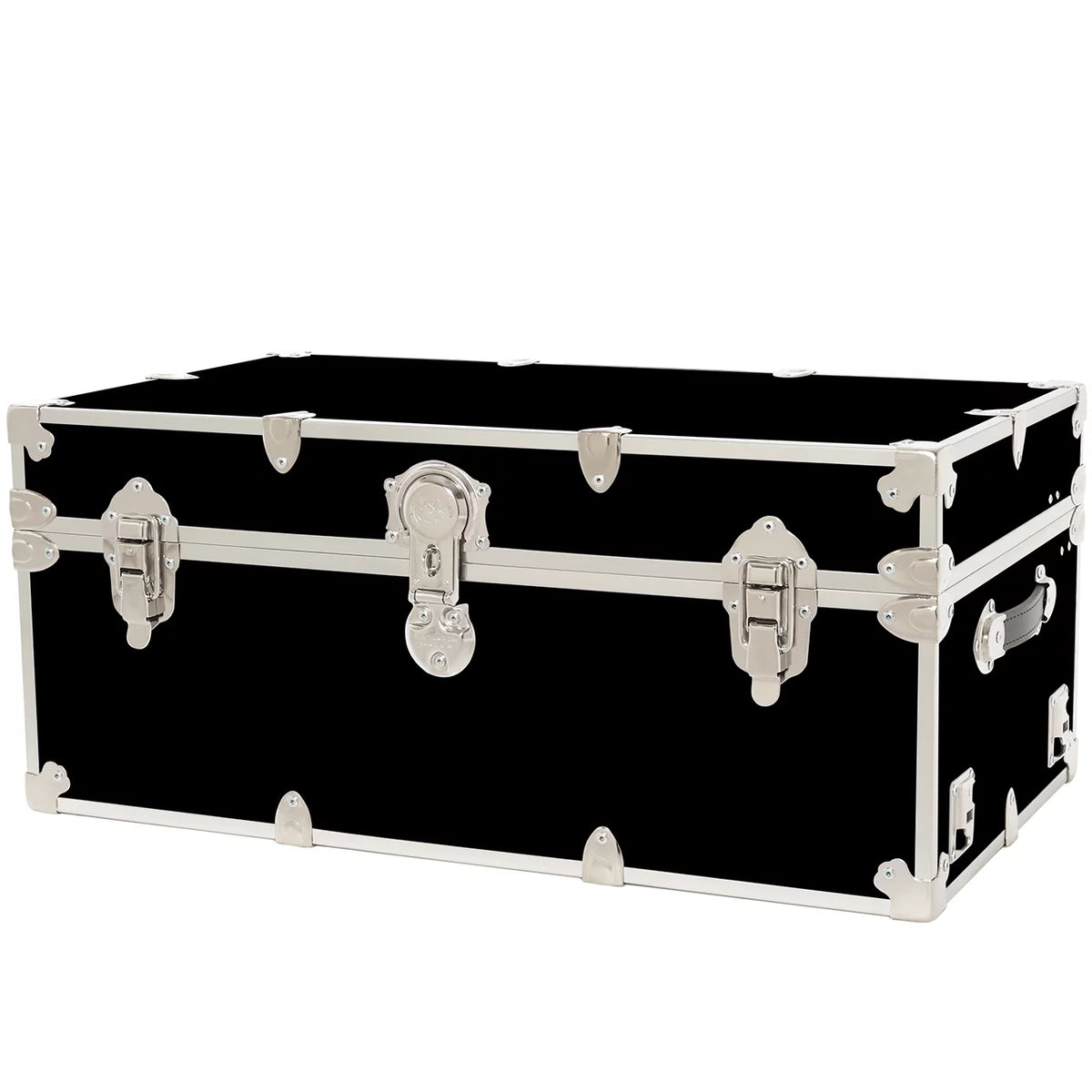 Large Leather Embossed Vinyl Trunk with Removable Wheels 32"x18"x14" (Black) X7225