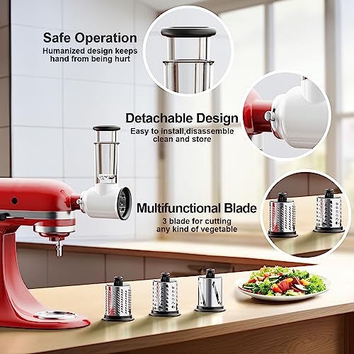 Slicer Shredder Attachment for Kitchenaid Stand Mixer with 3 Blades C1673