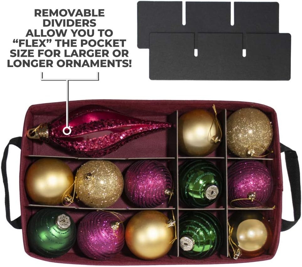Christmas Ornament Storage Box with Adjustable Dividers, 4 Removable Trays Y52092