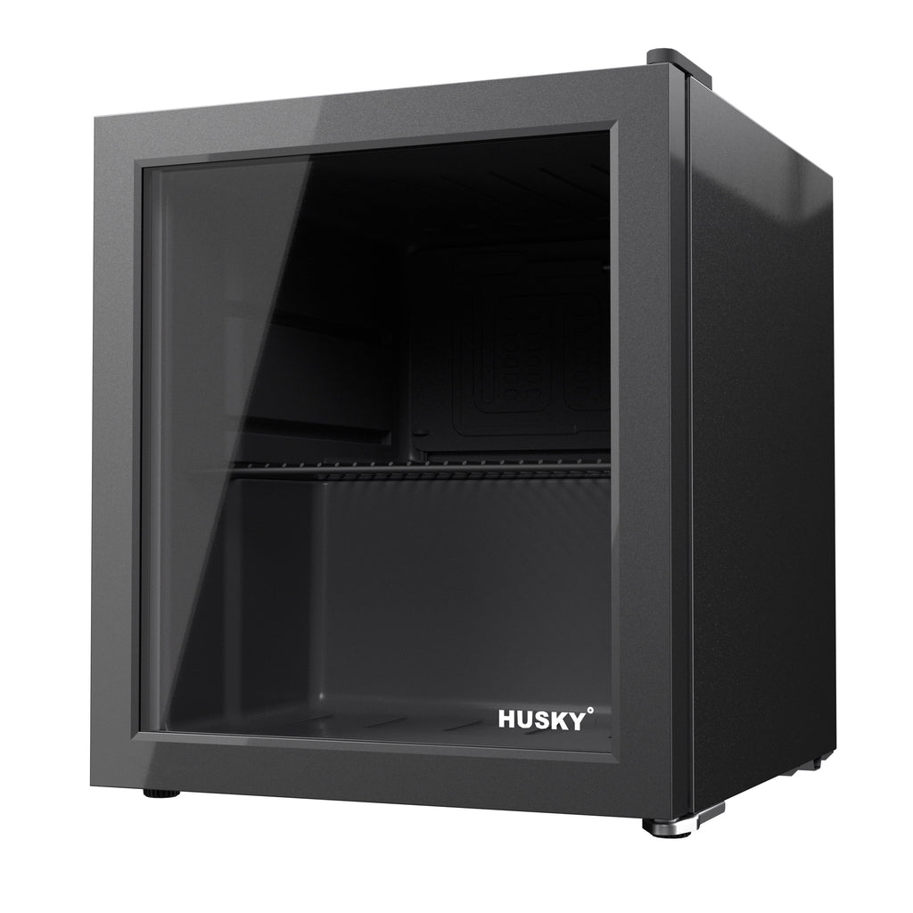 46L Reversible Glass Door Beverage Refrigerator 1.6 Cu Freestanding Countertop Mini Fridge in Black T851