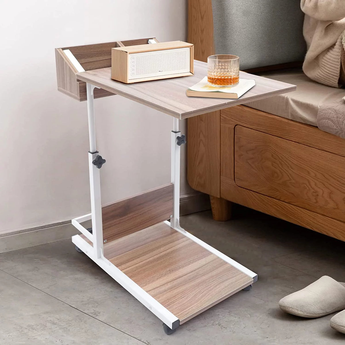 Adjustable Side End Table with Wheels Z5041