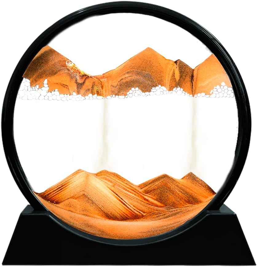 Moving Sand Art Picture Round Glass 3D Deep Sea 7 Inch Pack of 2 A287