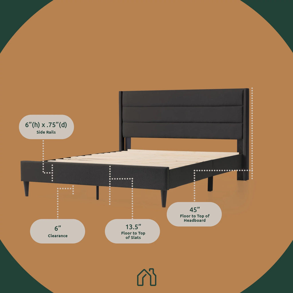 Blue Queen Upholstered Platform Bed R7664