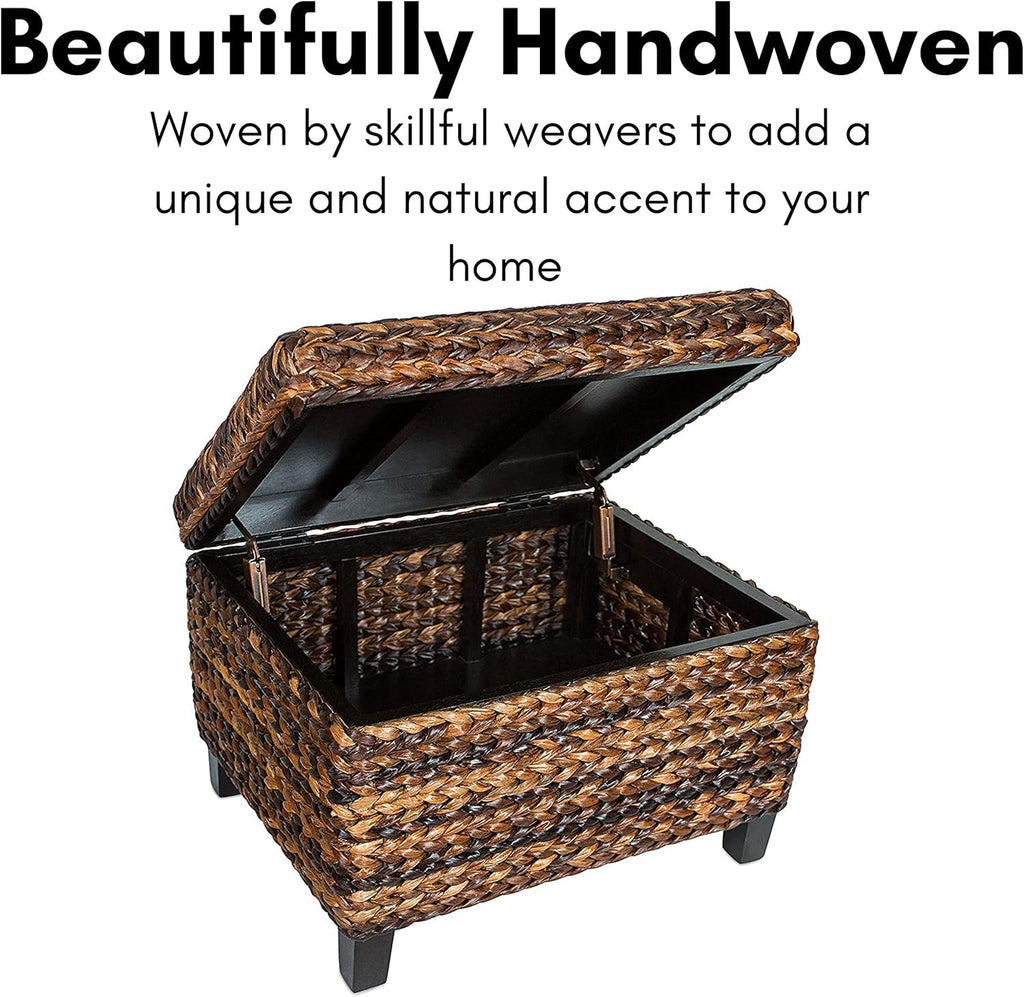 Woven Seagrass Storage Ottoman with Safety Hinges M74983