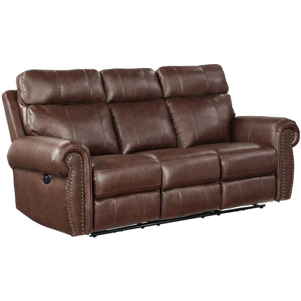 Brown Microfiber Power Reclining Sofa Q23663