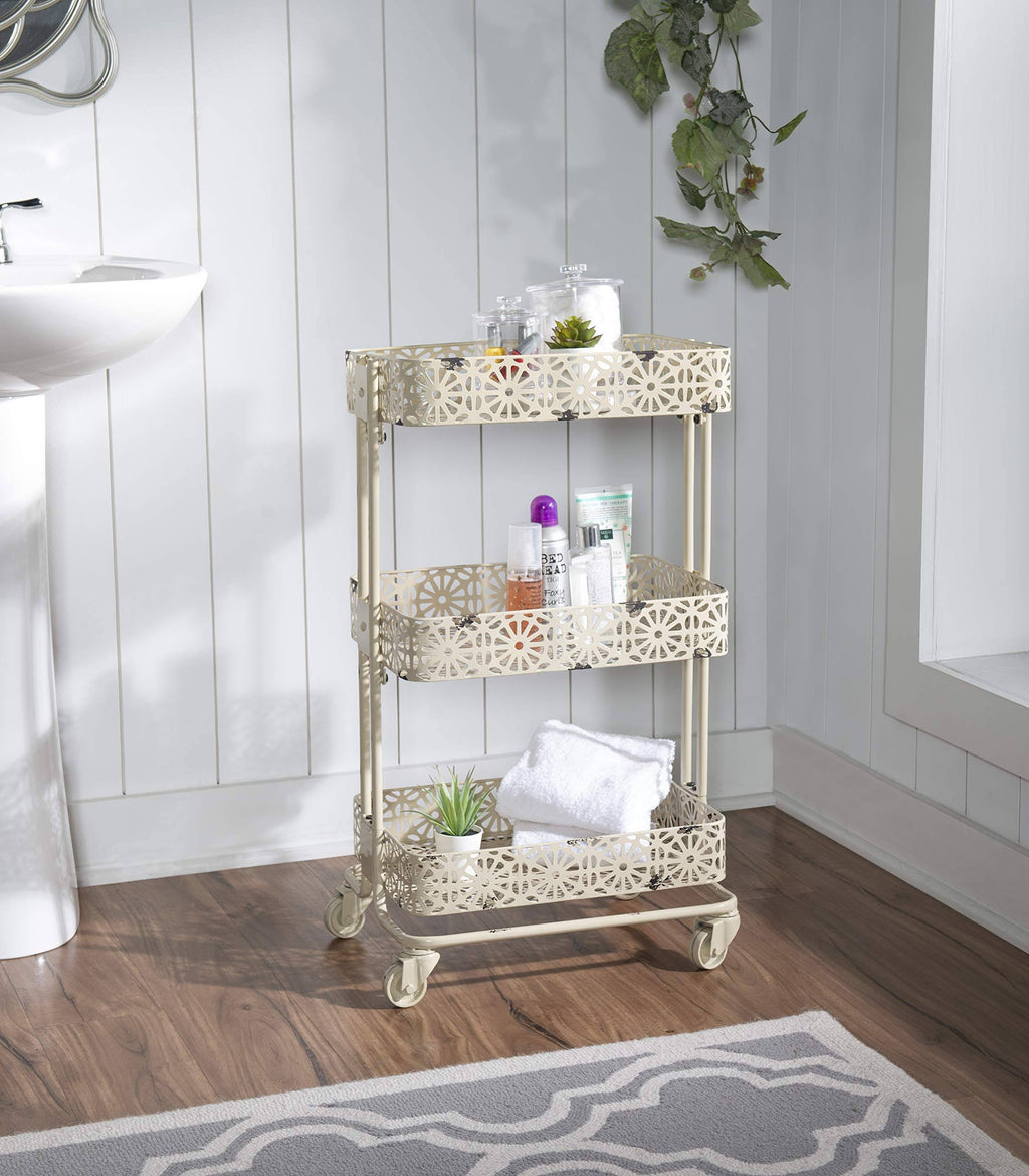 Cream Metal Three Tier Cart L287