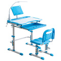Height Adjustable Wood Kids Desk and Chair Set with Led Light and Bookstand Z668871