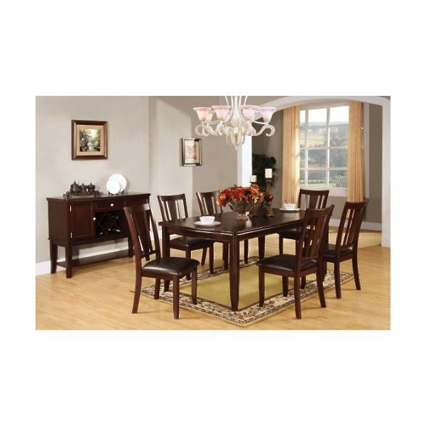 7-Piece Dining Table Set with 18-inch Expandable Leaf Espresso W62615