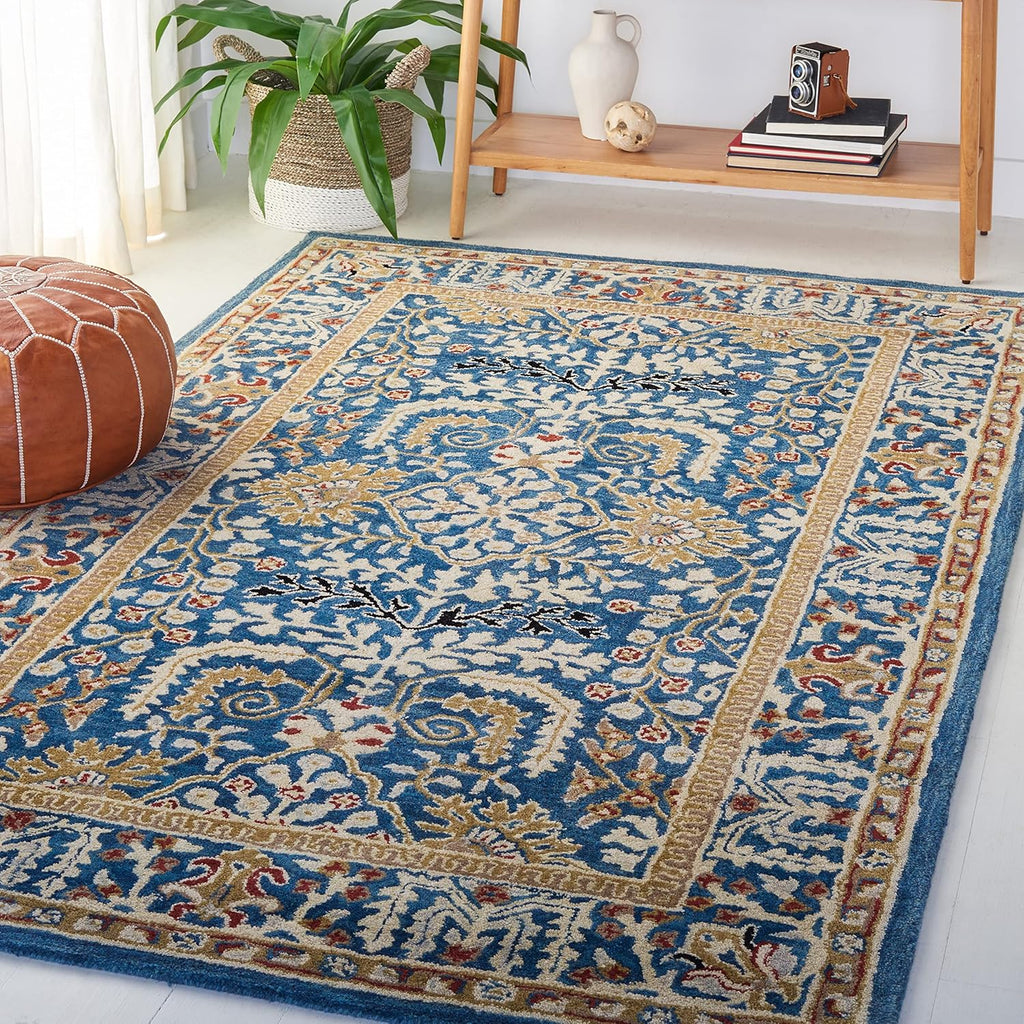 X-Large Dark Blue & Multi Handmade Traditional Oriental Wool Area Rug C2300