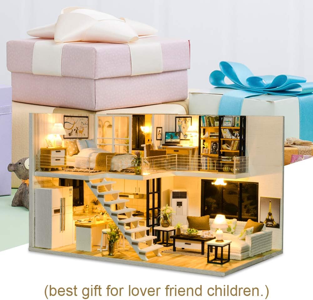 Dollhouse Miniature with Furniture, DIY Dollhouse Kit X50702
