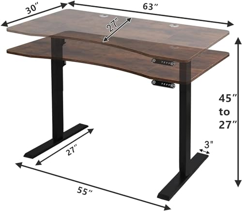 Rustic Brown Electric Standing Desk 55x30 Inch T44837