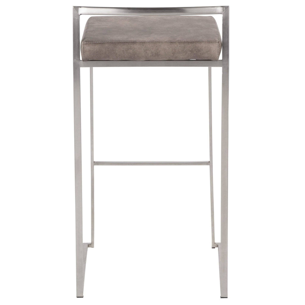 Gold Blue Velvet Stackable Counter Stool Set of 2 F34169