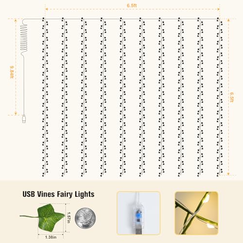 200 LED Artificial Ivy Leaf Fairy Lights with Remote D374961