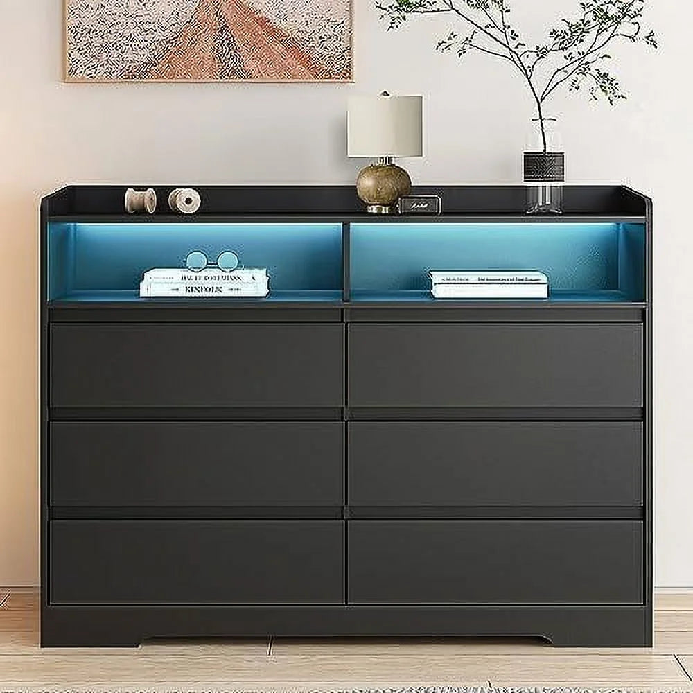 White 6 Drawer Wood Dresser V549045