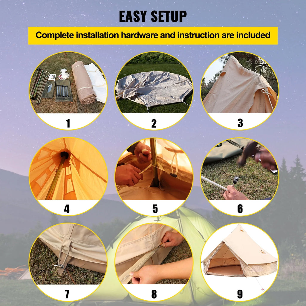 Canvas Bell Tent with Stove Jacket Waterproof 4 Seasons U82162