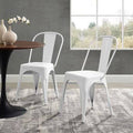 White Metal Slat Stacking Side Chair W628