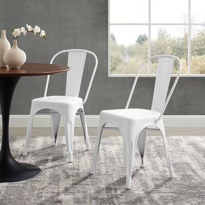 White Metal Slat Stacking Side Chair W628