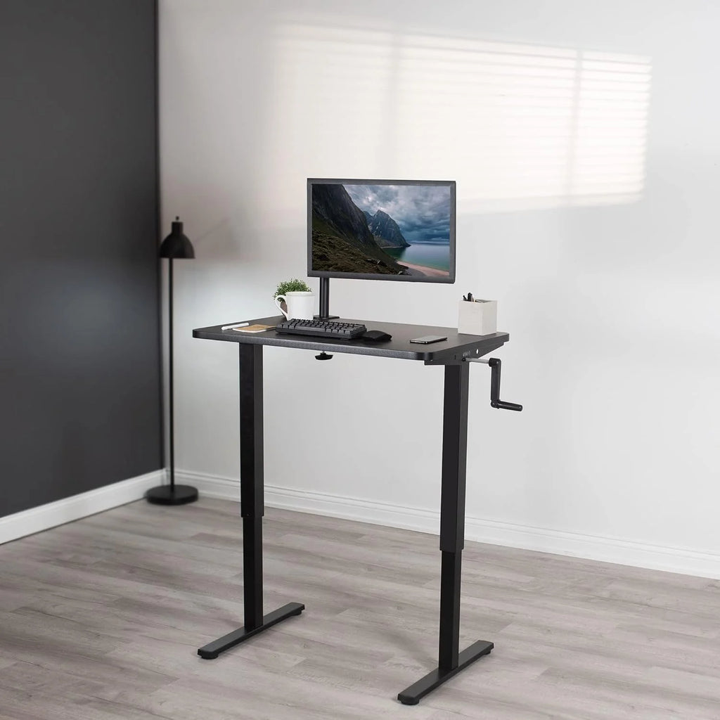 Manual Height Adjustable 36 X 24 Inch Black Standing Desk O24075