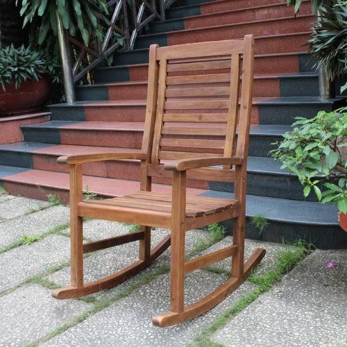 Brown Acacia Porch Rocker X956