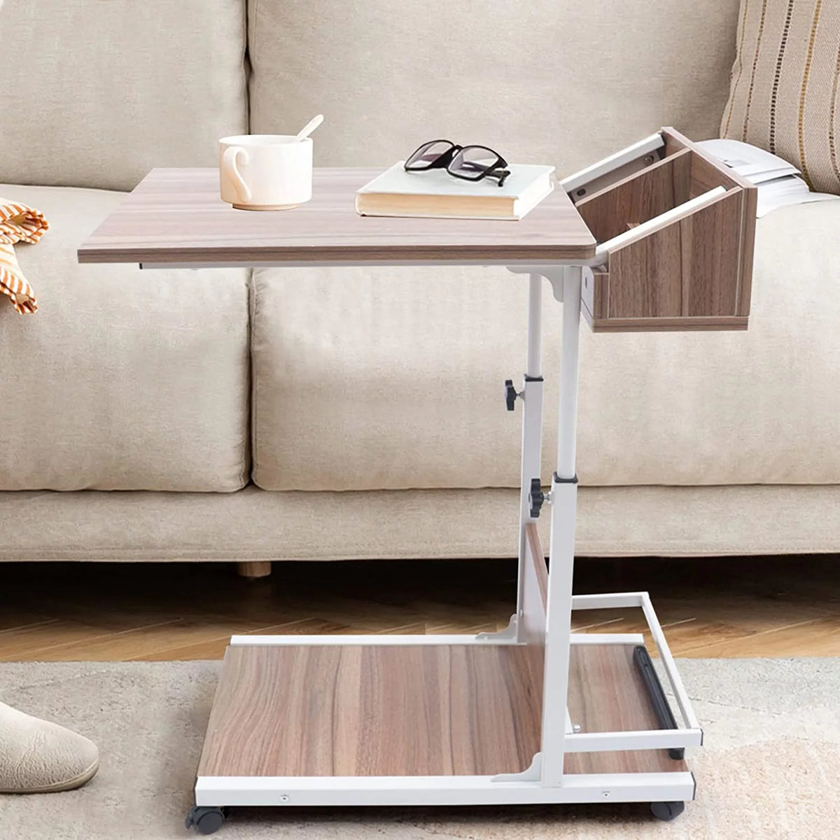 Adjustable Side End Table with Wheels Z5041