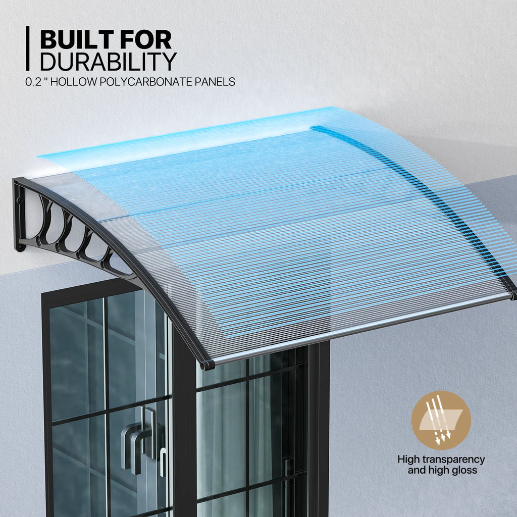 Clear Polycarbonate Door Canopy with Black Bracket X8268