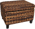 Woven Seagrass Storage Ottoman with Safety Hinges M74983