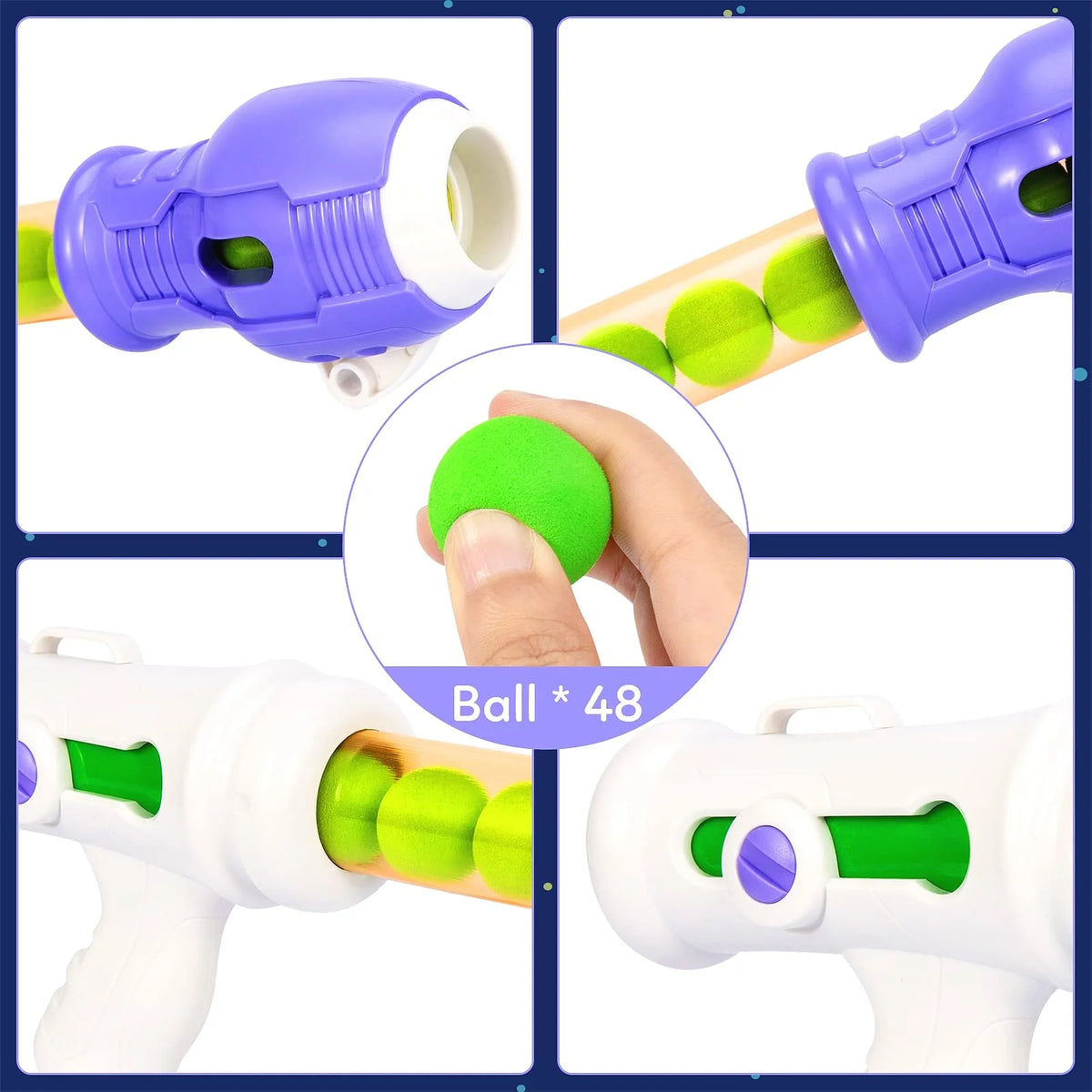 3 Packs Foam Ball Air Toy Guns with Shooting Target, 48 Foam Balls H379852