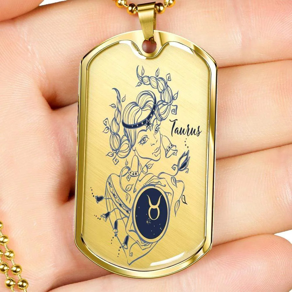 Stainless Steel or 18k Gold Dog Tag with 24" Chain J434706