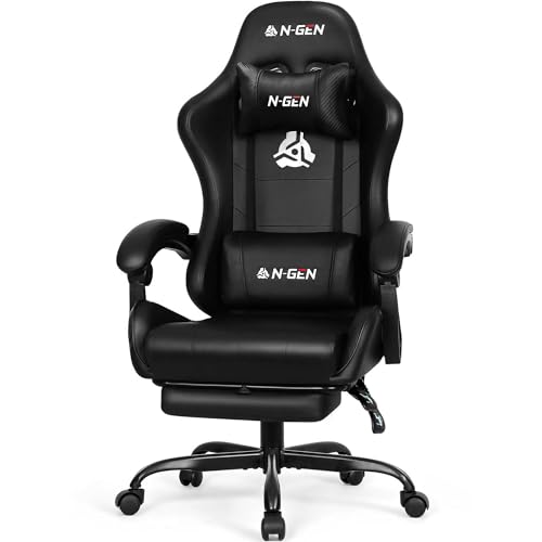 Black Ergonomic High Back Gaming Chair with Footrest G9018