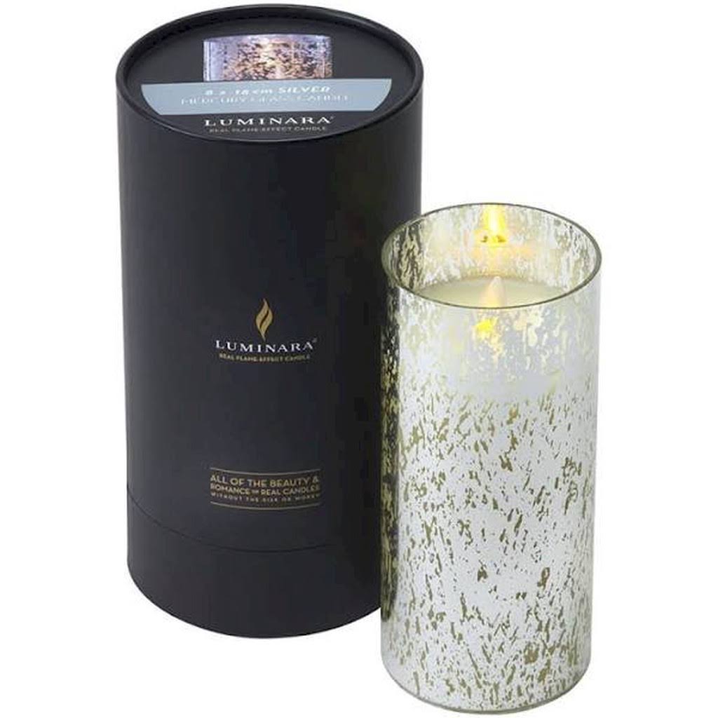 Mercury Glass LED Candle - Silver - 18cm - Black E992185
