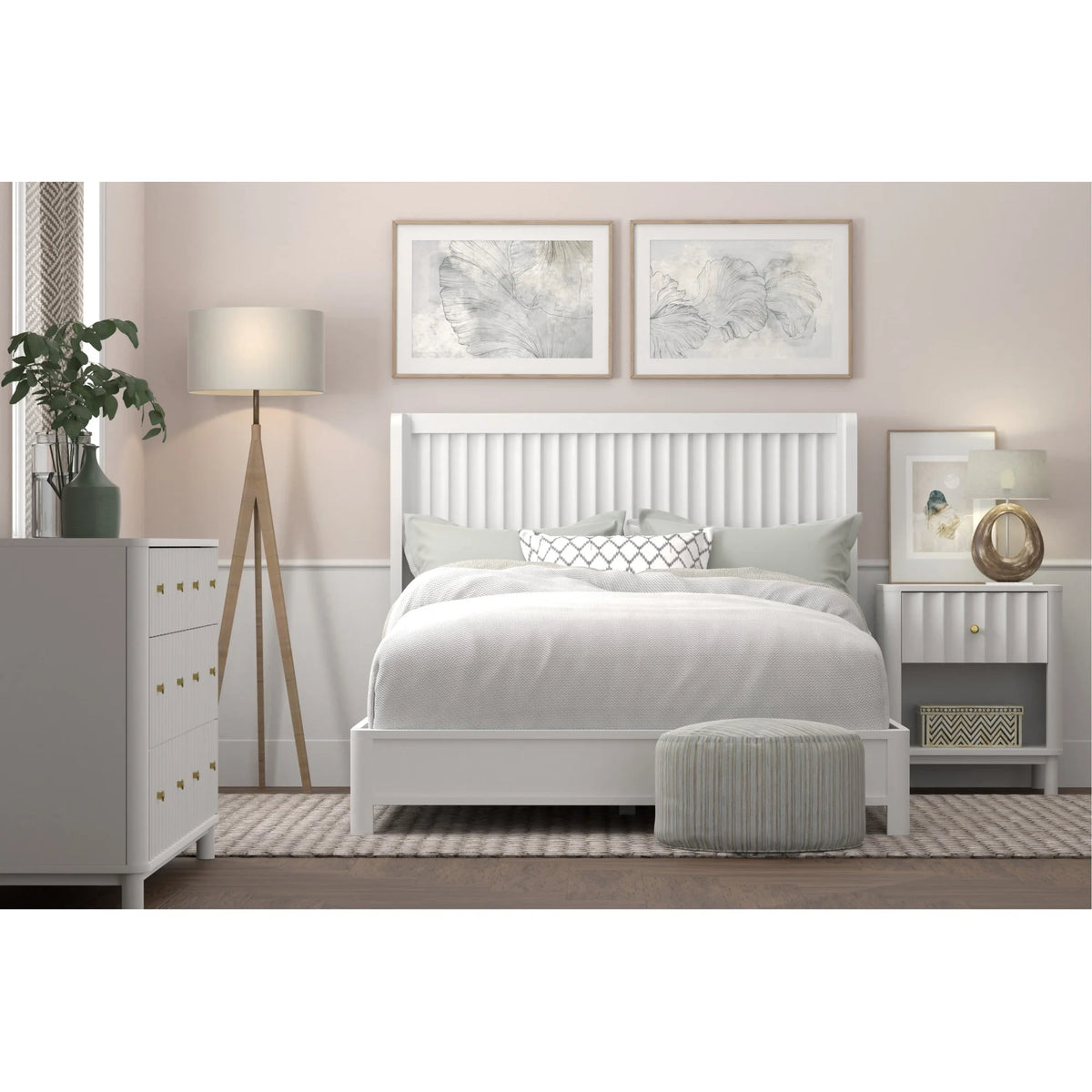 White Full Panel Bed H2623