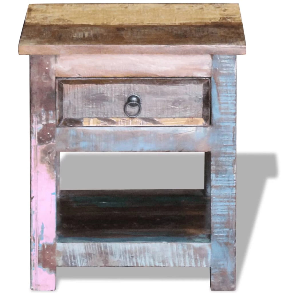 Side Table with 1 Drawer Solid Reclaimed Wood O215712
