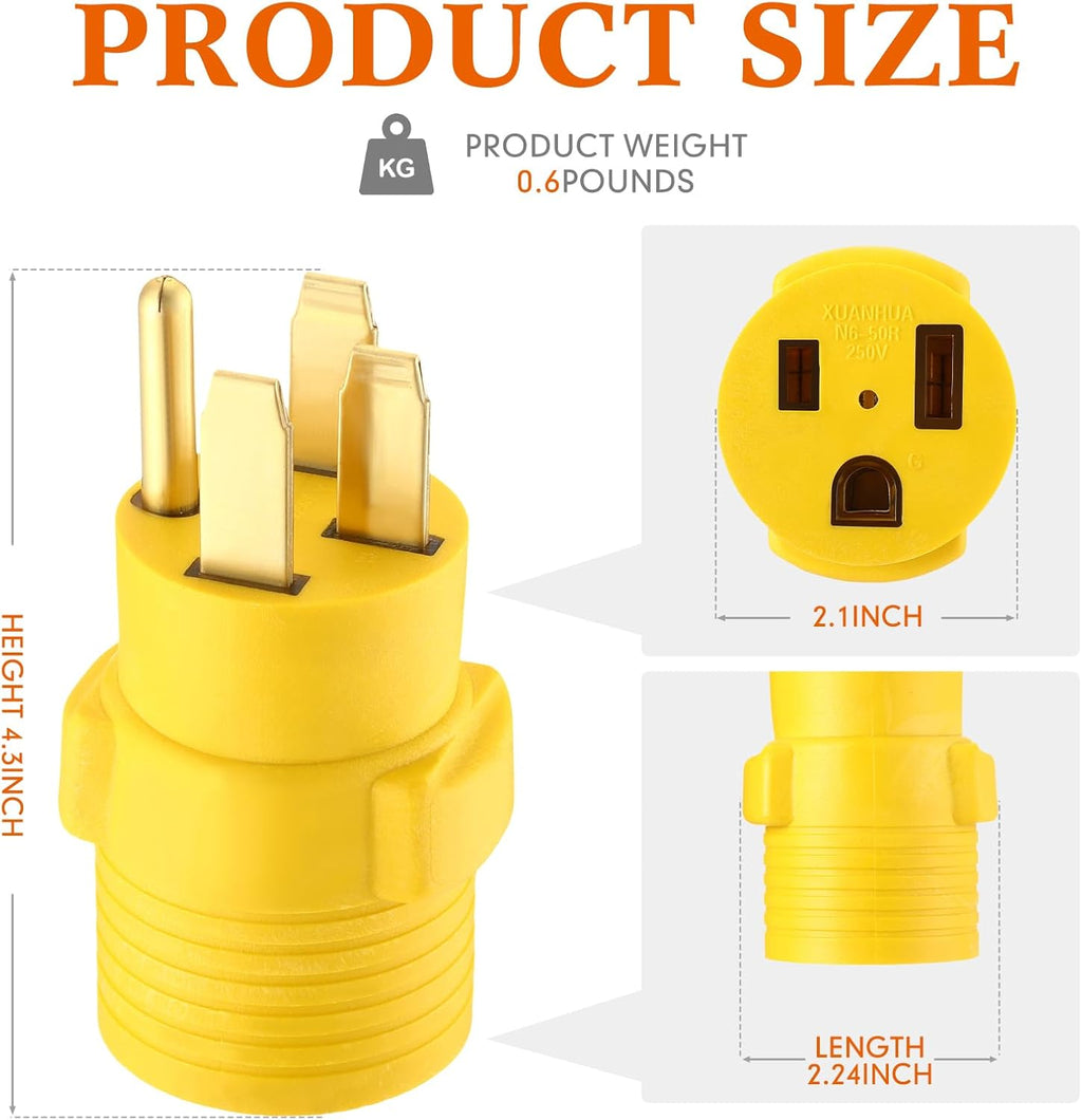 Welder Adapter, NEMA 14-50P Male to 6-50R Female, 50 Amp 4 Prong to 3 Prong I330202
