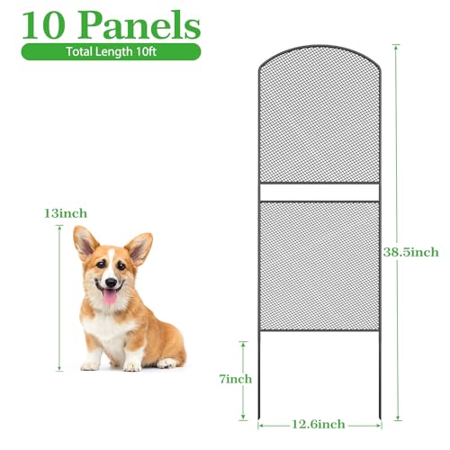 Mesh Decorative Garden Fence 10 Pack, 38.5in x 10ft Rustproof Metal Wire Panel C137666