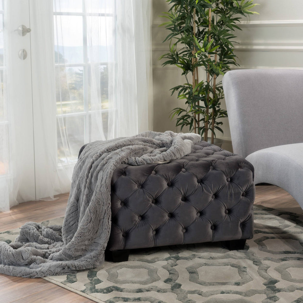 Grey Velvet Ottoman R52014