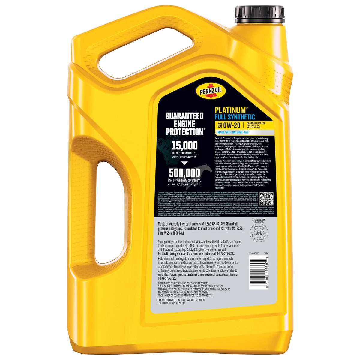 Full Synthetic 0W-20 Motor Oil, 5-Quart W5489