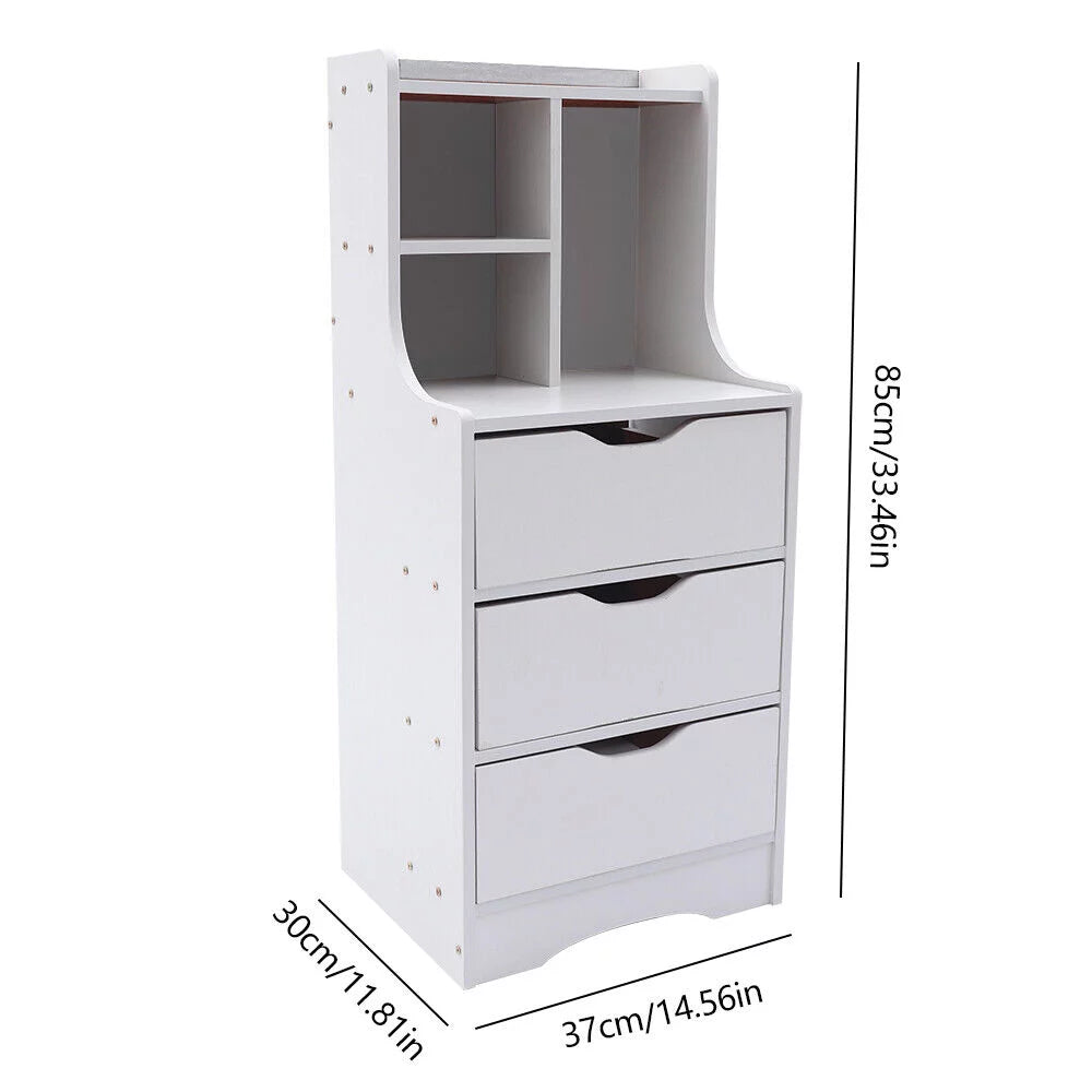 White 3 Drawer Nightstand with Open Storage Shelf T66493