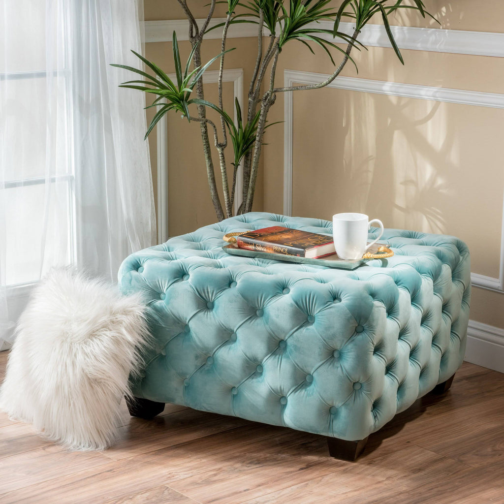 Grey Velvet Ottoman R52014